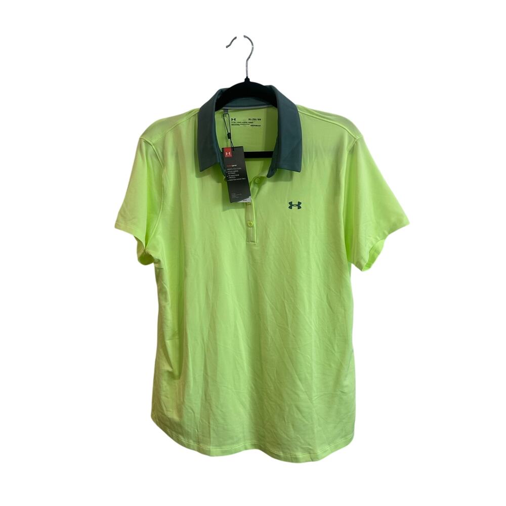 Under Armour NWT Women's Golf Polo Shirt Sz XL Neon Green Yellow Fitted